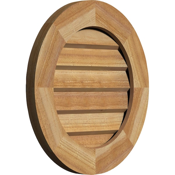 Round Gable Vent Non-Functional, Western Red Cedar Gable Vent W/ Decorative Face Frame, 16W X 16H